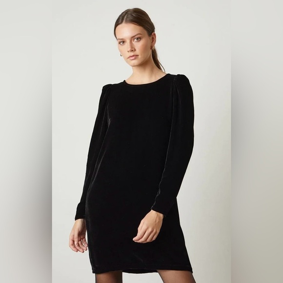 Velvet By Graham & Spencer Aggie Velour Mini Dress Black - Picture 1 of 8